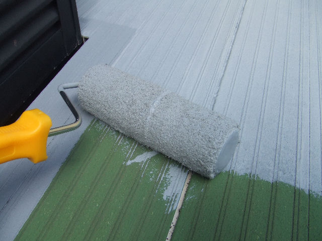 ウェザートップフロアー施工中の防水層